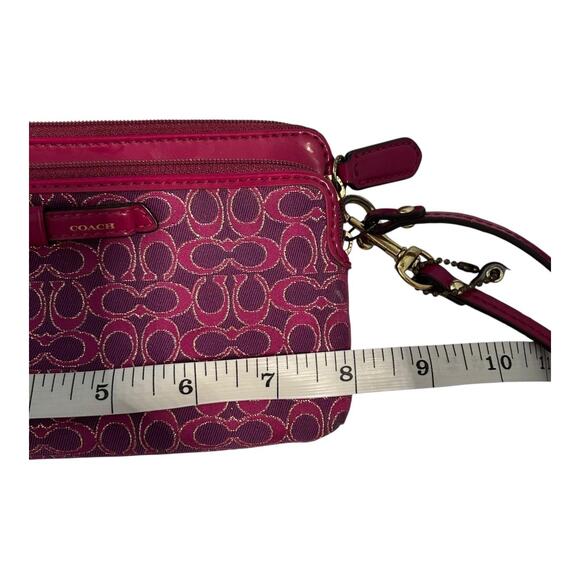 Vintage Coach Wristlet Clutch Womens Signature Canvas Monogram Zip Purse Handbag - Picture 6 of 7